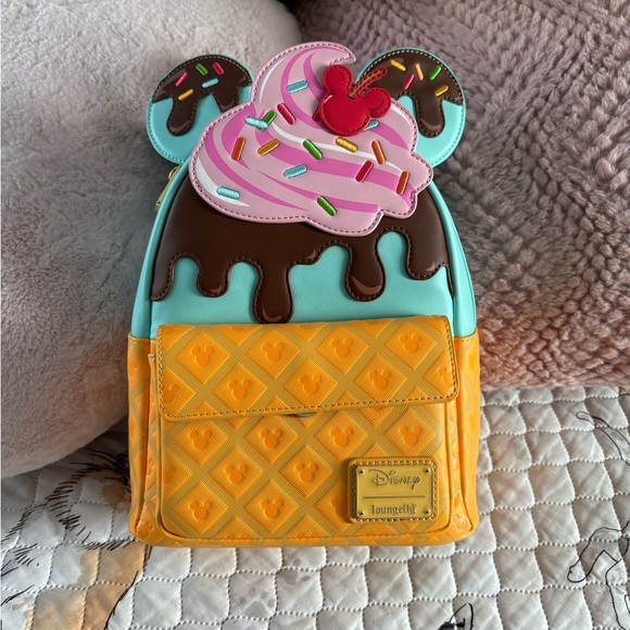 Loungefly Disney Ice Cream Backpack - Pink, Brown, Blue, Yellow - Picture 1 of 2